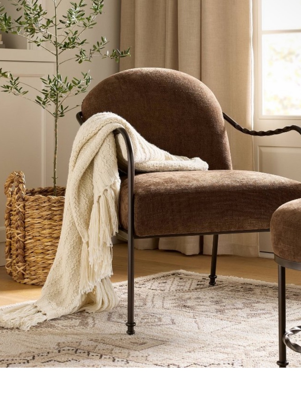 Studio McGee Knit Throw Blanket Cream with Fringe
